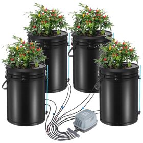 VEVOR DWC Hydroponics Grow System, Hydroponic Growing System with Top Drip Kit, Deep Water Culture 5-Gallon 4 Buckets, with Air Pump