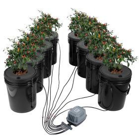 VEVOR DWC Hydroponic System, 5 Gallon 8 Buckets, Deep Water Culture Growing Bucket, Hydroponics Grow Kit with Pump, Air Stone and Water Level Dev