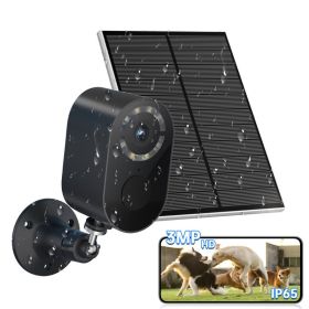 3MP Low Power Wireless Solar Panel IP Camera PIR WiFi Rechargeable Battery Security Outdoor Camera (Option: 3MP-Black)