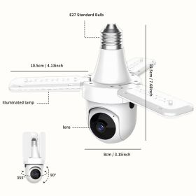 3-Leaf Fan Light Bulb Security Camera, 1080P HD WiFi Remote Monitor, Easy Installation No Wiring, Night Vision Motion Detection For Home & Shop (Option: White)