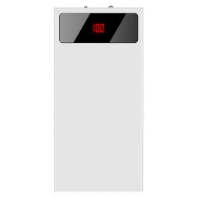 1Pc 20000mAh Power Bank Ultra-thin Phone Charger Dual USB Port Flashlight Battery Remain Display (Option: Silver)