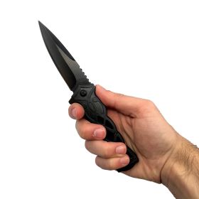 3.75" Weave Pattern Knife With ABS Handle (Color: Black)