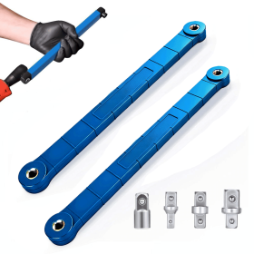 Impact Ready Offset Extension Wrench, Tight Reach Extension Wrench Set, With 1/2", 1/4" And 3/8" Square Drive Adapters (Model: 2 piece)