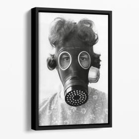 Gas Mask Floating Framed Canvas (Color: Black, size: 16" x 12" / 42cm x 30cm (approx))