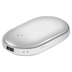 Portable Hand Warmer 5000mAh Power Bank Rechargeable (Option: Silver)